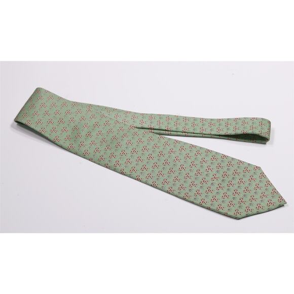 Vineyard Vines Christmas Green Candy Canes Holly Silk Necktie Tie - Picture 2 of 6